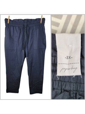 NEW Vanilla Star Pants Womens Plus 3X Paperbag Waist Straight Leg Cargo Black